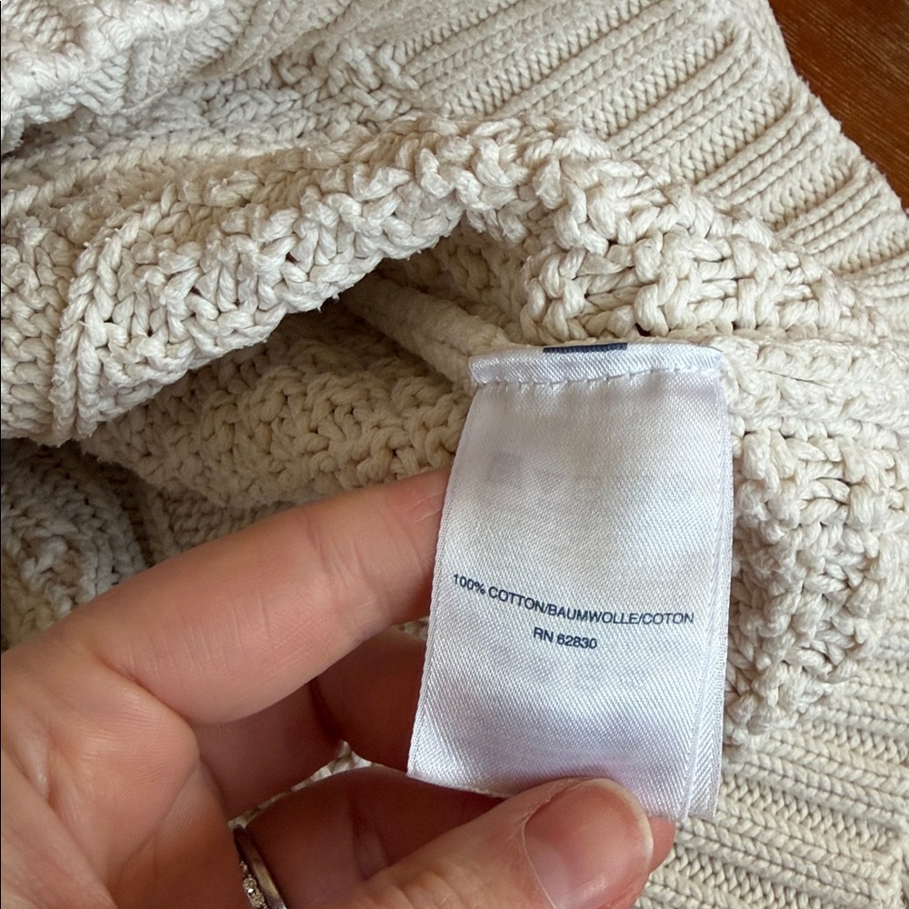 ⬇️⭐️ Lands' End Cream Cable Knit Sweater 100% Cotton Size XL - Picture 5 of 6
